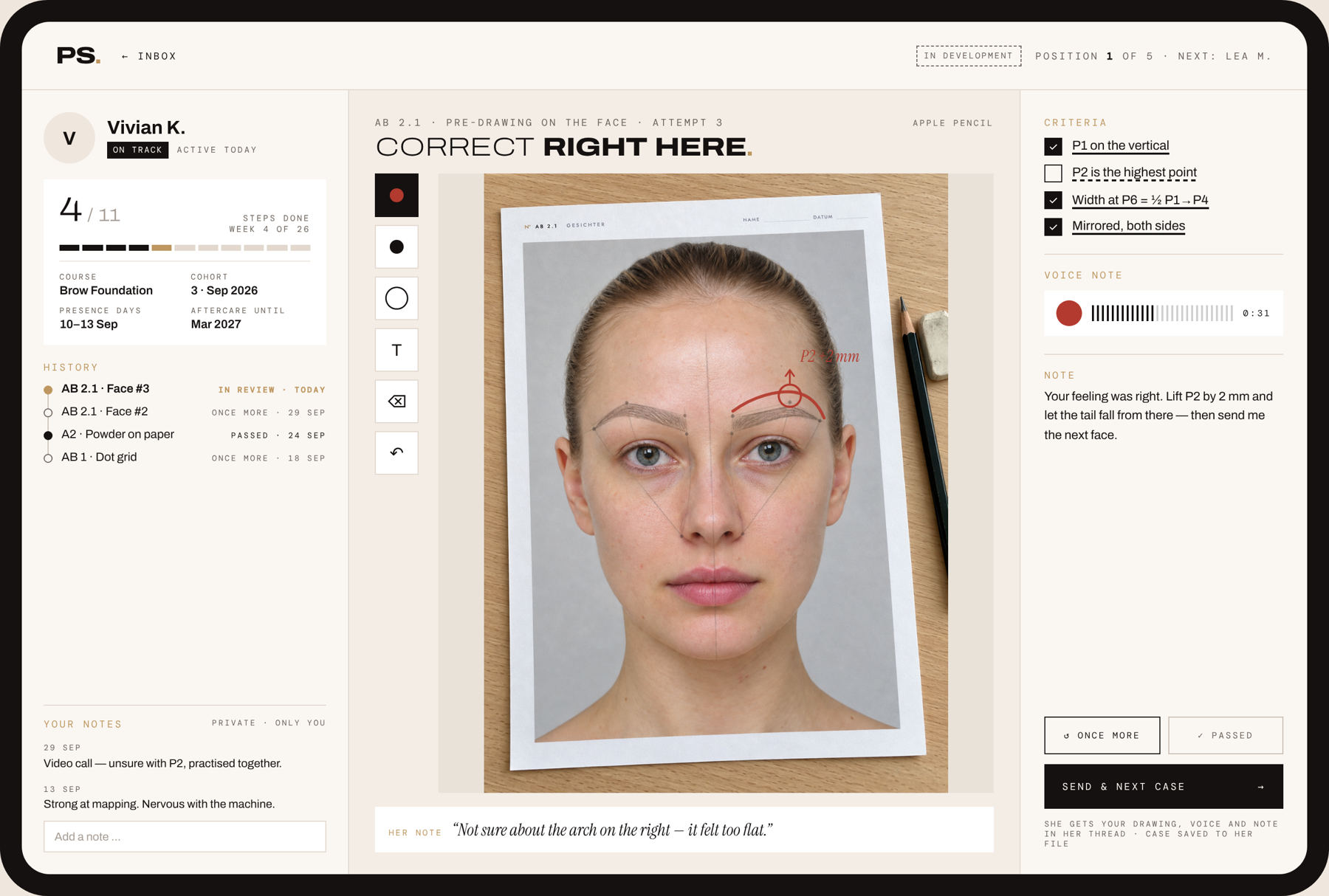 Entwurf der Nachbetreuungs-App: Korrektur auf dem Foto