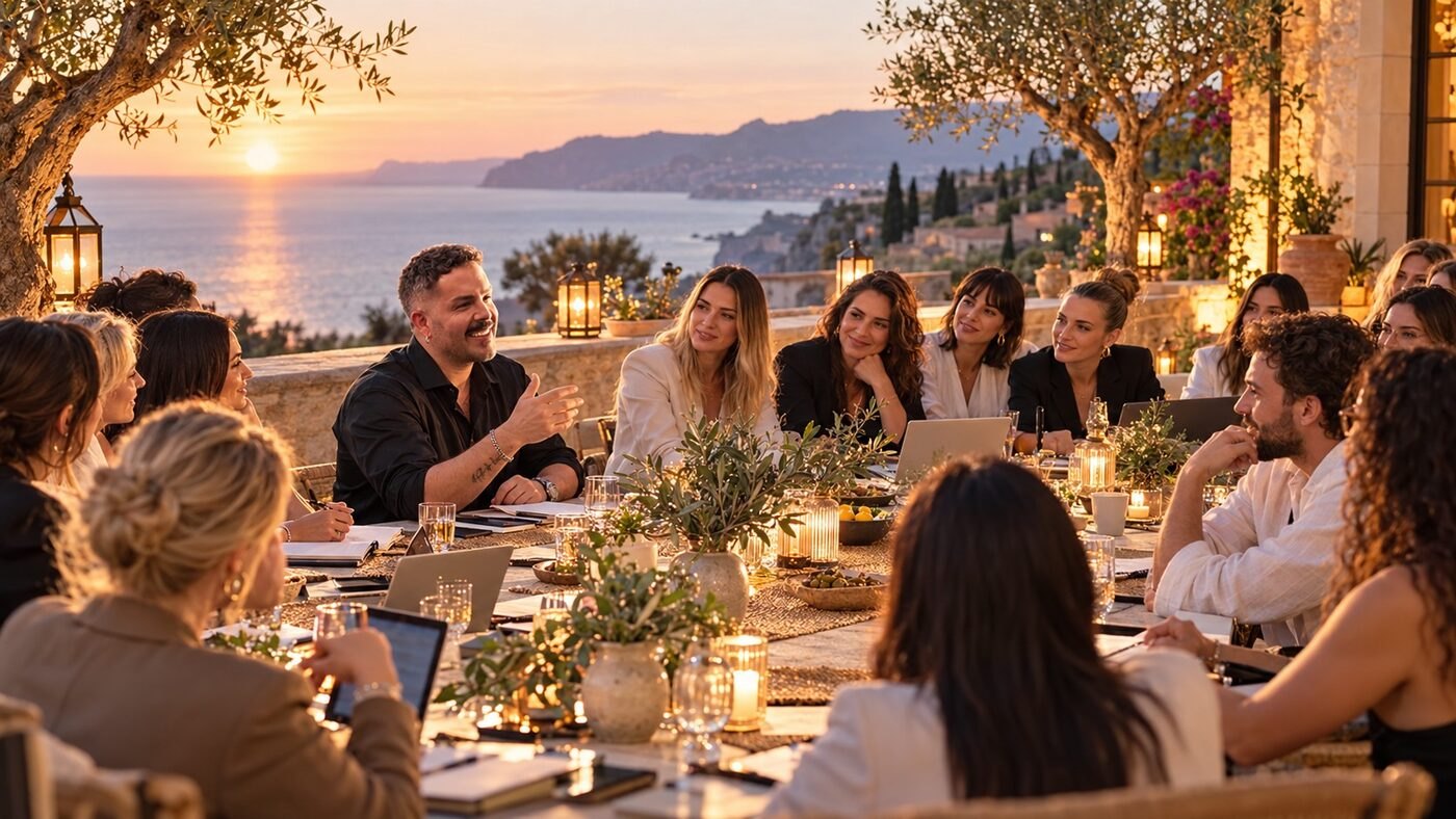 Vision: gemeinsames Essen bei einem PS.-Event, KI-generiert